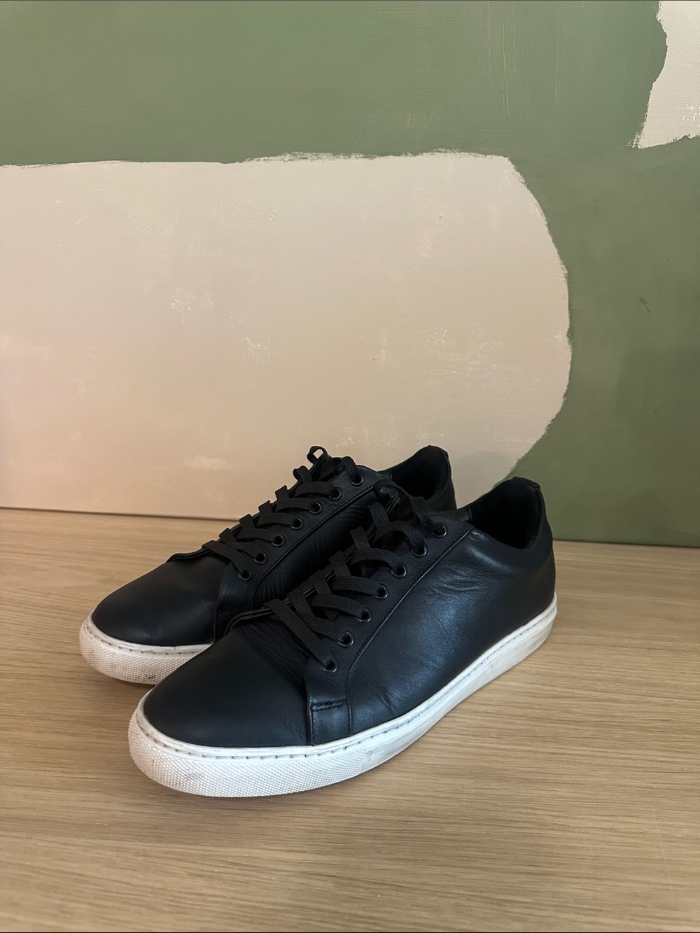 Thursday Boot Company Black Leather Sneakers with White Sole
